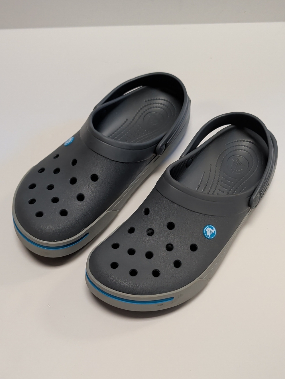 CROCS Gray/Blue Clogs/Shoes Mens 13